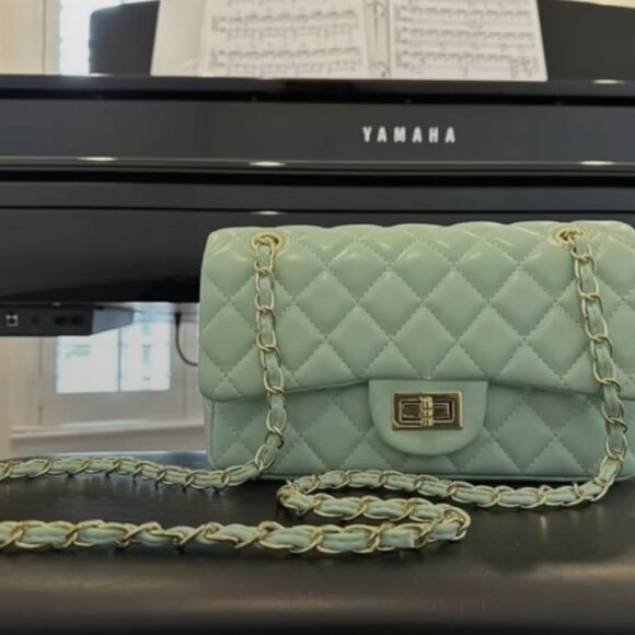 Mint Quilted Chain Shoulder Bag - Picture 1 of 5